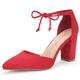 Allegra K Women's Ankle Tie Point Toe Dress Court Shoes Red 6.5 UK/Label Size 8.5 US