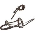 Cwell Equine New Crystal Detail Cross Over Bitless Leather Bridle web grip reins BLACK/BROWN Choice of Sizes (BROWN, PONY)