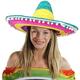Adults Sombrero Hat - Multicoloured Mexican Sombrero With White Pompom Details - Mens Ladies Mexican Cinco De Mayo Fiesta Fancy Dress Costume Accessory (Pack Of 12)