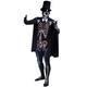 DAY OF THE DEAD COSTUME SUGAR SKULL SKELETON SKIN SUIT HALLOWEEN FANCY DRESS COSTUME FOR MEN - EXTRA TALL DELUXE BLACK FELT STOVEPIPE TOPHAT + WHITE SATIN BOWTIE + BLACK CAPE BY ILOVEFANCYDRESS® DIA DE LOS MUERTOS MEXICAN SPANISH SENOR (SMALL/MEDIUM)