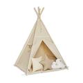 FUNwithMUM Teepee Tent For Children Tipi Indian Wigwam Home Garden Floor Mat and 3xPillows Included 150x100x100 Cotton - Natural Beige