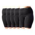 Chaffree Womens Anti Chafing Knickers, Mid Waist Short Leg Briefs, Prevent Thigh Rubbing Underwear 5PK (10-14 Midi-Waist Short-Leg, Jet Black)