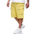 Geographical Norway PANORAMIQUE MEN - Men's Casual Cotton Bermuda Shorts - Men's Sport Cargo Breathable Chino Bermudas - Short Belted Normal Fit Comfortable YELLOW XL