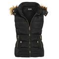 SS7 New Women's Faux Fur Bodywarmer Gilet, Navy, Black, Size 8-14 (UK - 10, Black)