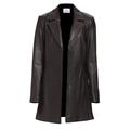 VearFit Long Trunq Black Faux Leather Coat Blazar for Womne - Tailor Made