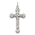925 Sterling Silver Solid Satin Back Engravable Polished and satin INRI Crucifix Pendant Necklace Measures 37x30mm Wide Jewelry Gifts for Women