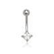 14ct White Gold CZ Cubic Zirconia Simulated Diamond 14 Gauge Kite Body Jewelry Belly Ring Measures 24x8mm Jewelry Gifts for Women