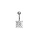 Square Cubic Zirconia Navel Belly Bar Sterling Silver
