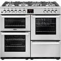 Belling Cookcentre 100DFT Dual Fuel Range Cooker, Professional Stainless Steel, 100cm