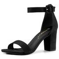 Allegra K Women's Chunky High Heel Ankle Strap Sandals Black 9.5 UK/Label Size 11.5 US