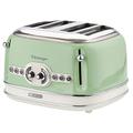 Ariete 0156/04 Retro Style 4 Slice Toaster with 2 Slice Control, 6 Browning Levels and Removable Crumb Tray, Cool Touch Sides, Non-Slip Feet, Vintage Design, Green
