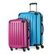 HAUPTSTADTKOFFER - Alex - 2er Kofferset Hartschale glänzend, mittelgrosser Koffer 65 cm + Handgepäck 55 cm, 74 + 42 Liter, TSA, Cyanblau-magenta