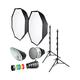 Bresser F000483 Studioblitz Lichtformer Set mit Stativen und Softboxen schwarz