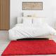VIMODA Prime Shaggy Hochflor Langflor Teppich Einfarbig Modern Rot Hochflor für Wohnzimmer, Schlafzimmer, Maße:Ø 200 cm Rund