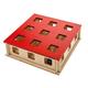 Ferplast 85100700 Katzenspielzeug Magic Box, Katzenspielezg aus Holz, Maße: 27 x 27 x 8,5 cm, holzfarben/rot