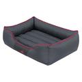 HobbyDog CORSCL12 Hundebett Hundesofa Hundekorb Tierbett Comfort, L, 65 x 50 cm, grau mit einem roten streifen