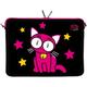 KITTY TO GO LS142-15 Designer Notebooktasche 15,6 Zoll (39,1 cm) aus Neopren Notebook-Hülle Sleeve Tasche Schutzhülle Cover Case Bag Katze schwarz-pink