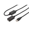 DIGITUS Aktives USB 2.0 Verlängerungskabel, Repeaterkabel, 20 m Länge, USB A Stecker auf USB A Buchse, Plug & Play, Stromversorgung über USB, Schwarz