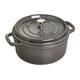 Staub 1101818 Cocotte/Bräter, rund mit Deckel 18 cm, 1,7 L, mit mattschwarzer Emaillierung im Inneren des Topfes, graphitgrau