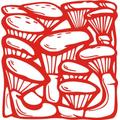 Indigos 4051095295990 Wanderaufkleber - e58 schöne Pilze Blätterwerk Blatt Blüte Blumen Pflanzen Ranke, Vinyl, rot, 120 x 116 x 1 cm