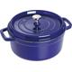 Staub 1103491 Cocotte/Bräter, rund mit Deckel 34 cm, 12,6 L, mit mattschwarzer Emaillierung im Inneren des Topfes, dunkelblau