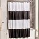 iDesign Zeno Duschvorhang Textil | wasserdichter Duschvorhang mit Streifen | waschbarer Duschvorhang in der Größe 183,0 cm x 183,0 cm | Polyester schwarz/weiß