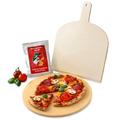Vesuvo V38001 Pizzastein- / Brotbackbackstein Set für Backofen und Grill mit Pizzaschaufel und Pizzamehl, rund, 38 cm