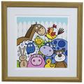 Happy Spaces Kunstdruck, für Kinder, Motiv Farmyard Friends (lachende Bauernhoftiere) von Laila Hills, 30 x 30 x 2 cm