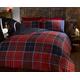 Argyle Bettwäsche-Set aus Bettbezug und 2 Kissenbezüge für King Size-Bettgrößen, wendbar, Karomuster, Rot