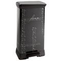 CURVER 210974 Calligraphie Pedal-Abfalleimer, rechteckig, Polypropylen/Metall, 39 x 29 x 72 cm, Schwarz