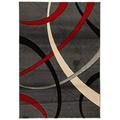 Viva 19008 ABC Teppich, Synthetikfaser, dunkel grau/rot, 190 x 133 x 1.6 cm