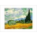 Unbekannt Poster 50 x 70 cm Feld-Weizen mit Zypressen/A Cornfield with Cypresses/Kornfeld und Zypressen Vincent Van Gogh