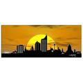 Dsign24 EG312500839 HD Echt-Glas Bild, City Skyline Leipzig Sonne Wandbild Druck auf Glas, XXL, 125 x 50 cm, gelb