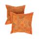 Rajrang Klassische Kissenbezug Orange - mit Spiegeleffekt - Handarbeit Baumwolle Kissenbezug 2 St.