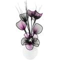 Flourish 813 Hand 791186 Sprayed Vase mit lila-Schwarzem Mini-Blume, Weiß