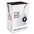 simplehuman CW0263 passgenaue Müllbeutel Nachfüllpack Code P, 3 x Pack mit 20-60 Beutel, Plastik, Weiß, 0.02 x 60.00 x 80.00 cm