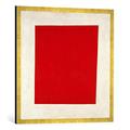Gerahmtes Bild von Kasimir Sewerinowitsch Malewitsch "Rotes Viereck", Kunstdruck im hochwertigen handgefertigten Bilder-Rahmen, 70x70 cm, Gold raya
