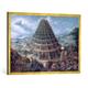 Gerahmtes Bild von Marten van Valckenborch "Der Turmbau zu Babel", Kunstdruck im hochwertigen handgefertigten Bilder-Rahmen, 100x70 cm, Gold raya