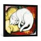 Gerahmtes Bild von Franz Marc "Die weiße Katze", Kunstdruck im hochwertigen handgefertigten Bilder-Rahmen, 70x50 cm, Schwarz matt