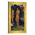 Gerahmtes Bild von Paul Gauguin Adam und Eva, Kunstdruck im hochwertigen handgefertigten Bilder-Rahmen, 30x40 cm, Gold raya
