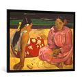 Gerahmtes Bild von Paul Gauguin "Frauen auf Tahiti", Kunstdruck im hochwertigen handgefertigten Bilder-Rahmen, 100x70 cm, Schwarz matt