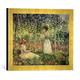Gerahmtes Bild von Claude Monet Suzanne lisant et Blanche peignant, Kunstdruck im hochwertigen handgefertigten Bilder-Rahmen, 40x30 cm, Gold raya
