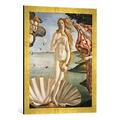 Gerahmtes Bild von Sandro BotticelliDie Geburt der Venus, Kunstdruck im hochwertigen handgefertigten Bilder-Rahmen, 50x70 cm, Gold raya