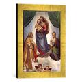 Gerahmtes Bild von RaffaelDie Sixtinische Madonna, Kunstdruck im hochwertigen handgefertigten Bilder-Rahmen, 30x40 cm, Gold Raya