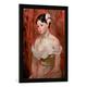 Gerahmtes Bild von Berthe Morisot "Jeune fille en décolleté ou La Fleur aux cheveux", Kunstdruck im hochwertigen handgefertigten Bilder-Rahmen, 50x70 cm, Schwarz matt