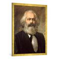 Gerahmtes Bild von P. Nasarow "Karl Marx / P. Nasarov, N. Gereljuk", Kunstdruck im hochwertigen handgefertigten Bilder-Rahmen, 70x100 cm, Gold raya