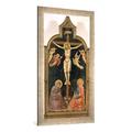 Gerahmtes Bild von Jacopo di Cione Orcagna "Christus am Kreuz mit Maria, Johannes dem Evangelisten und vier Engeln", Kunstdruck im hochwertigen handgefertigten Bilder-Rahmen, 50x100 cm, Silber raya