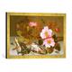 Gerahmtes Bild von Balthasar van der Ast Still life depicting flowers, shells and a dragonfly, Kunstdruck im hochwertigen handgefertigten Bilder-Rahmen, 60x40 cm, Gold raya