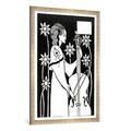 Gerahmtes Bild von Aubrey Beardsley "Lady with Cello, from 'Le Morte d'Arthur'`", Kunstdruck im hochwertigen handgefertigten Bilder-Rahmen, 70x100 cm, Silber raya