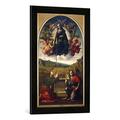 Gerahmtes Bild von Francesco Granacci "Die Gürtelspende der Madonna mit demn Heiligen Thomas und dem Erzengel Michael", Kunstdruck im hochwertigen handgefertigten Bilder-Rahmen, 40x60 cm, Schwarz matt